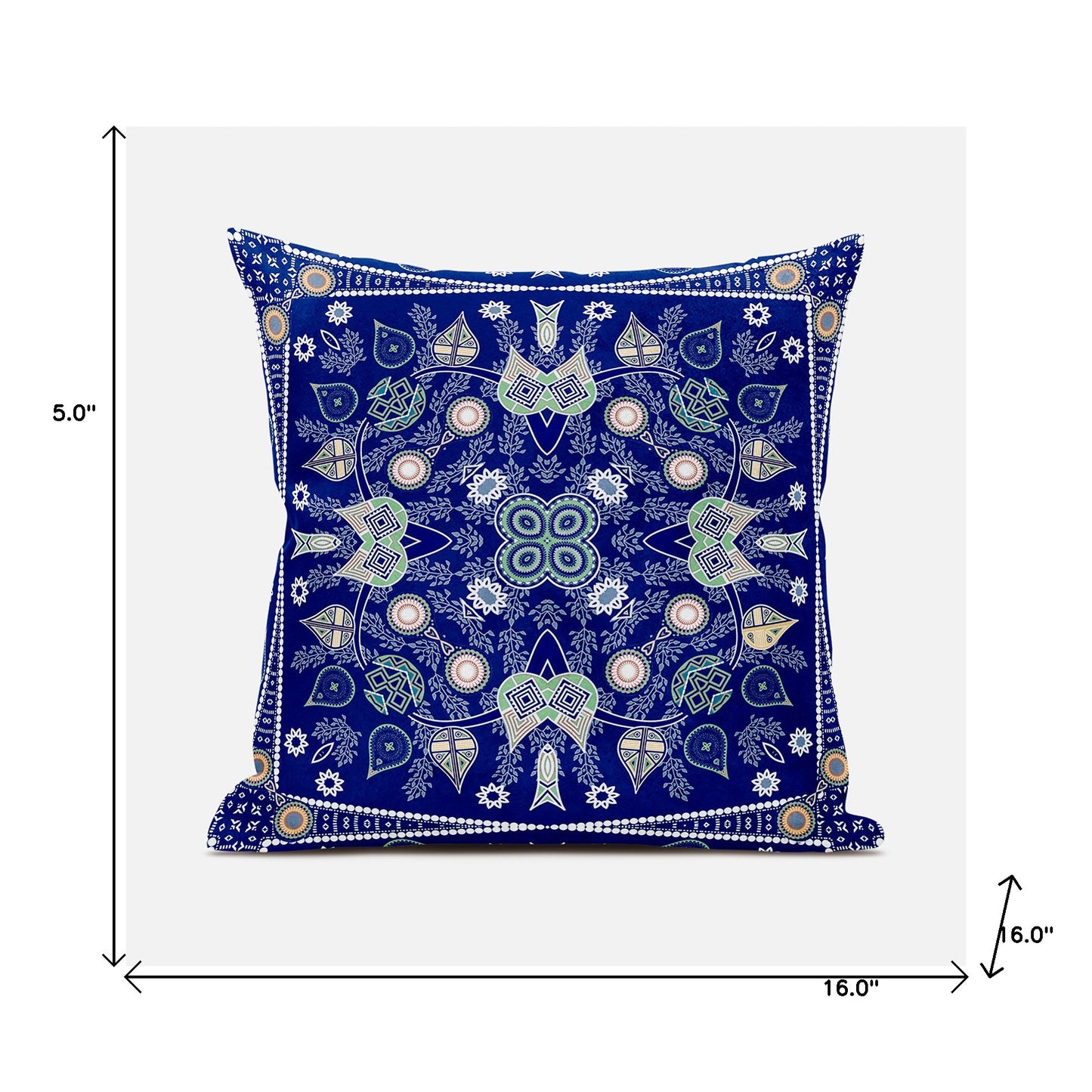 16" X 16" Beige and White Broadcloth Paisley Zippered Pillow
