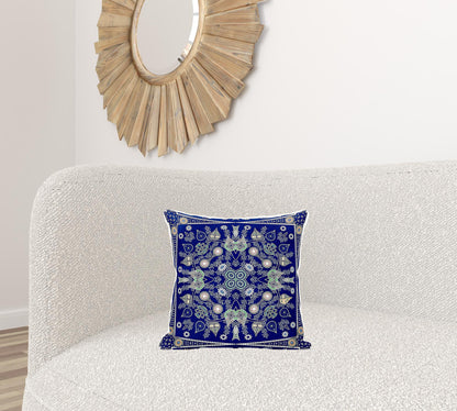 16" X 16" Beige and White Broadcloth Paisley Zippered Pillow