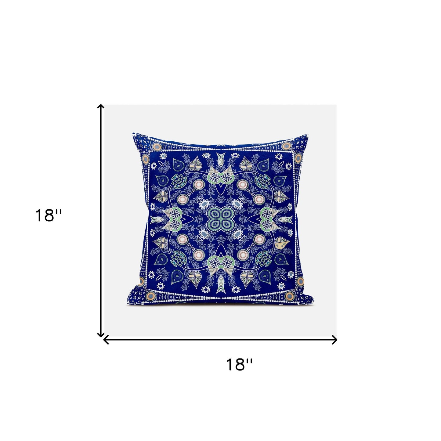 18" X 18" Beige and White Broadcloth Paisley Zippered Pillow