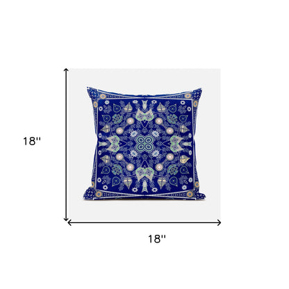 18" X 18" Beige and White Broadcloth Paisley Zippered Pillow