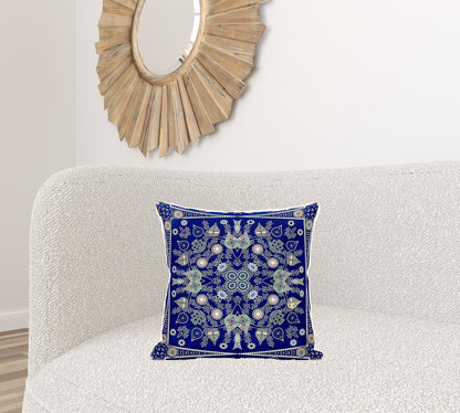 18" X 18" Beige and White Broadcloth Paisley Zippered Pillow