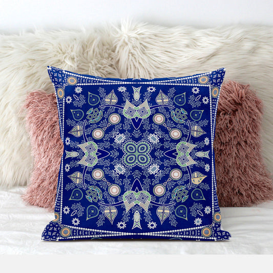 20" X 20" Beige and White Broadcloth Paisley Zippered Pillow