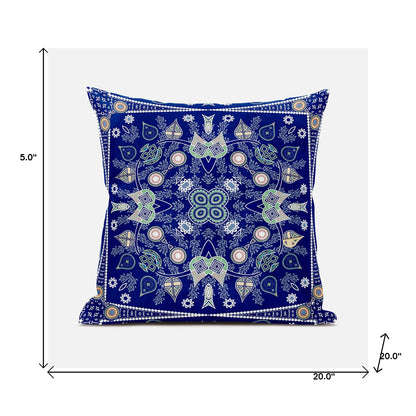 20" X 20" Beige and White Broadcloth Paisley Zippered Pillow