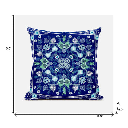 18" X 18" Blue and Green Broadcloth Paisley Zippered Pillow
