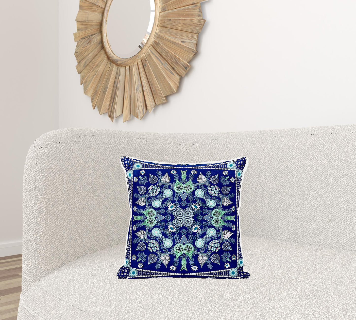 18" X 18" Blue and Green Broadcloth Paisley Zippered Pillow