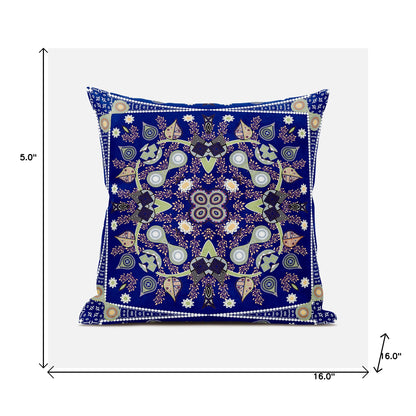 16" X 16" Blue and Green Broadcloth Paisley Zippered Pillow