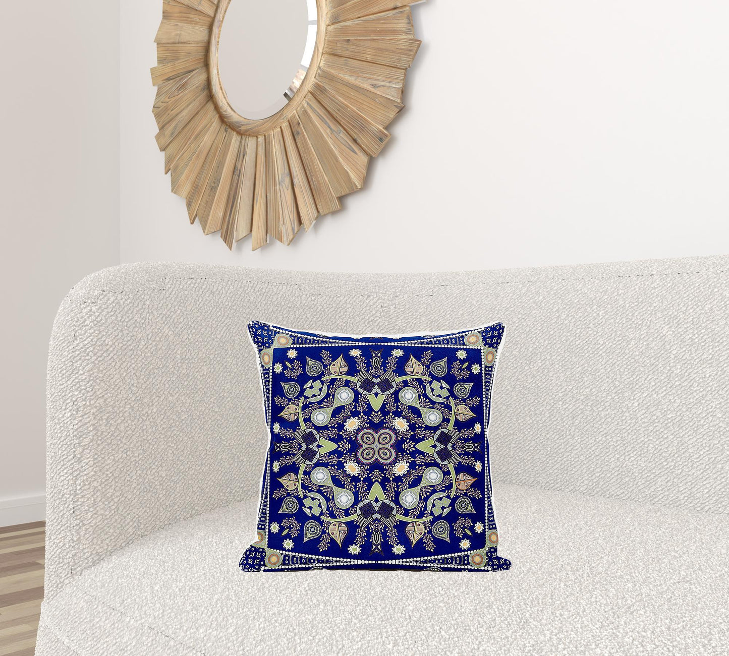 18" X 18" Blue and Green Broadcloth Paisley Zippered Pillow