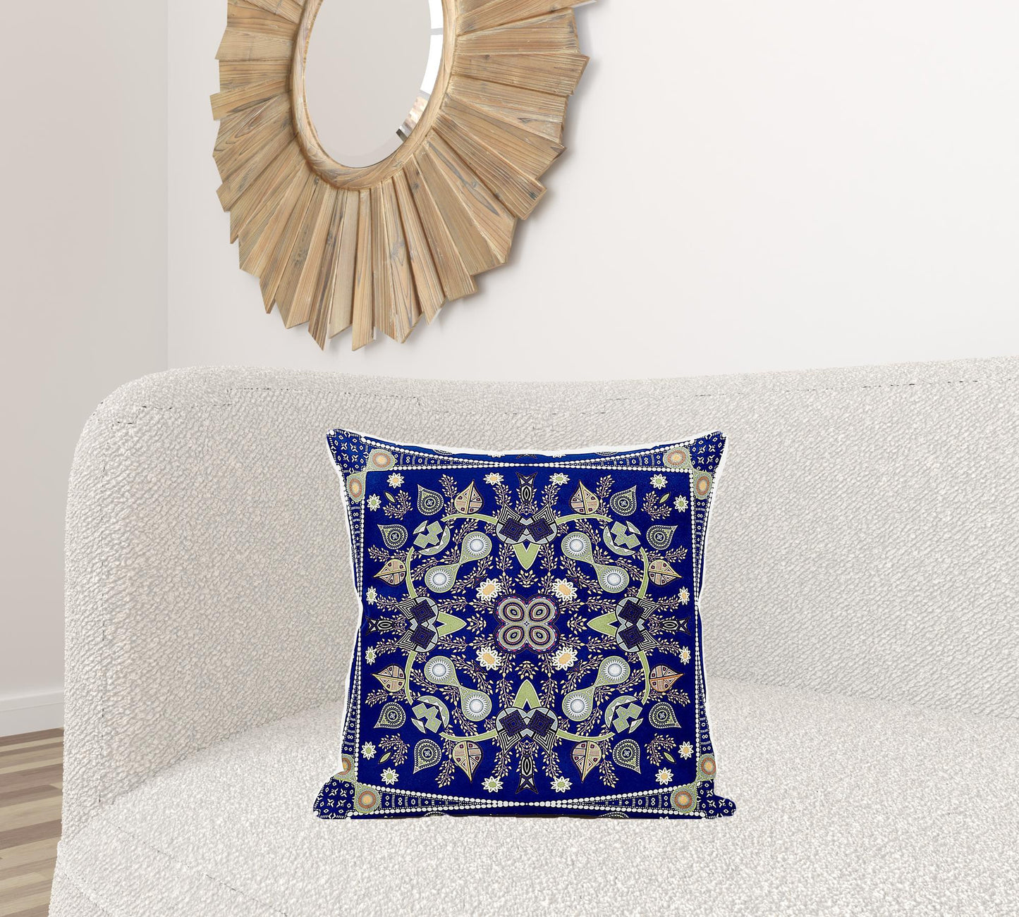 20" X 20" Blue and Green Broadcloth Paisley Zippered Pillow