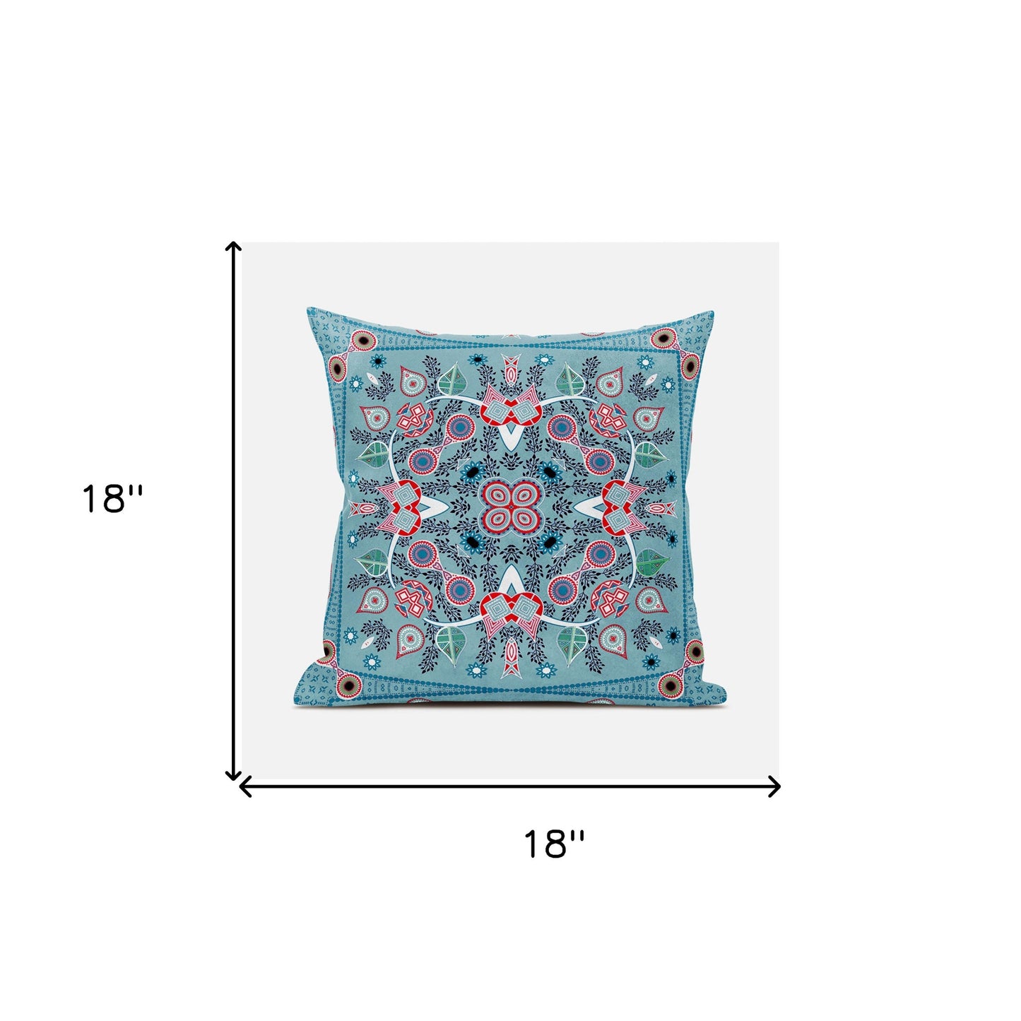 18" X 18" Blue and White Broadcloth Paisley Zippered Pillow