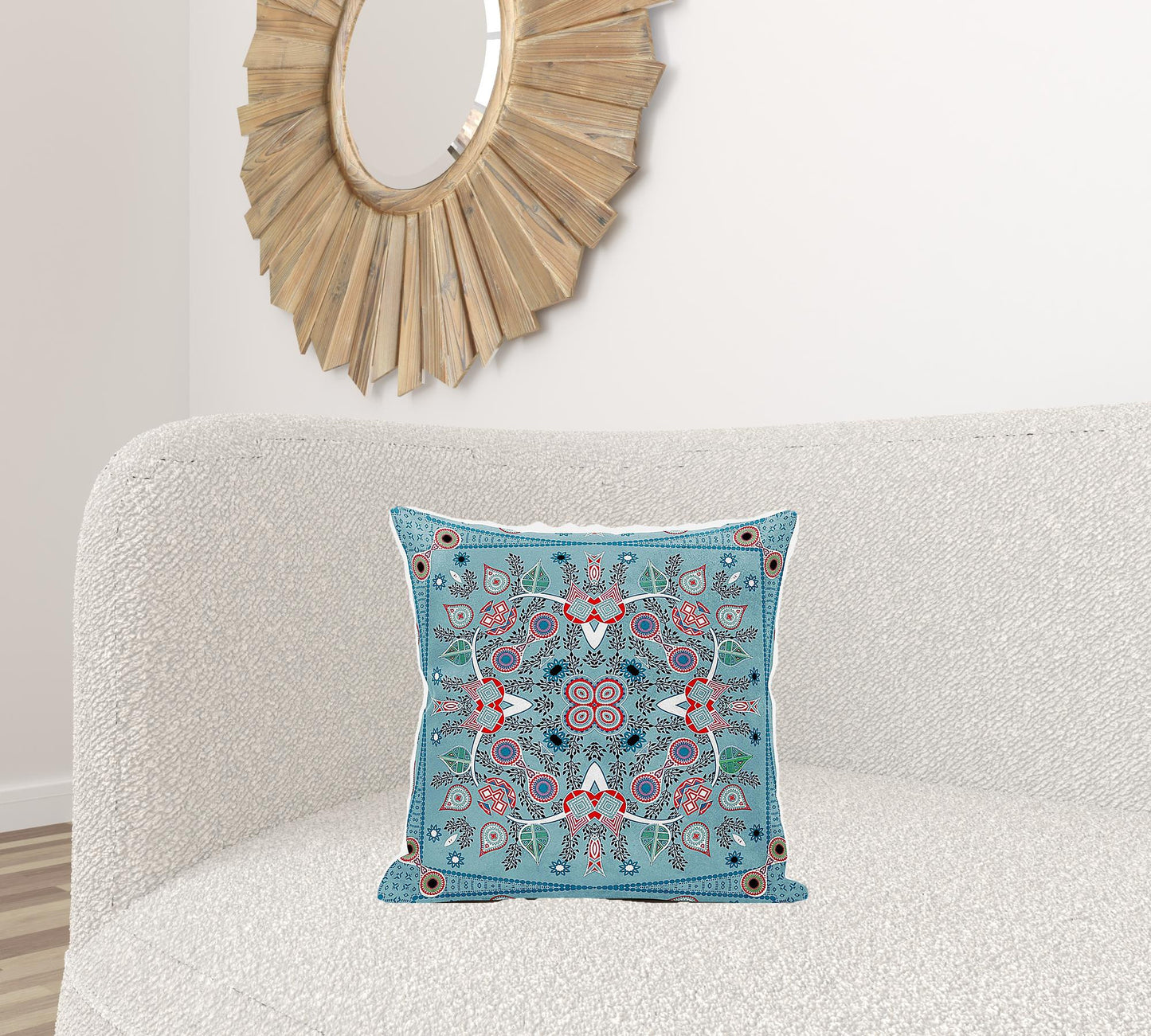 18" X 18" Blue and White Broadcloth Paisley Zippered Pillow