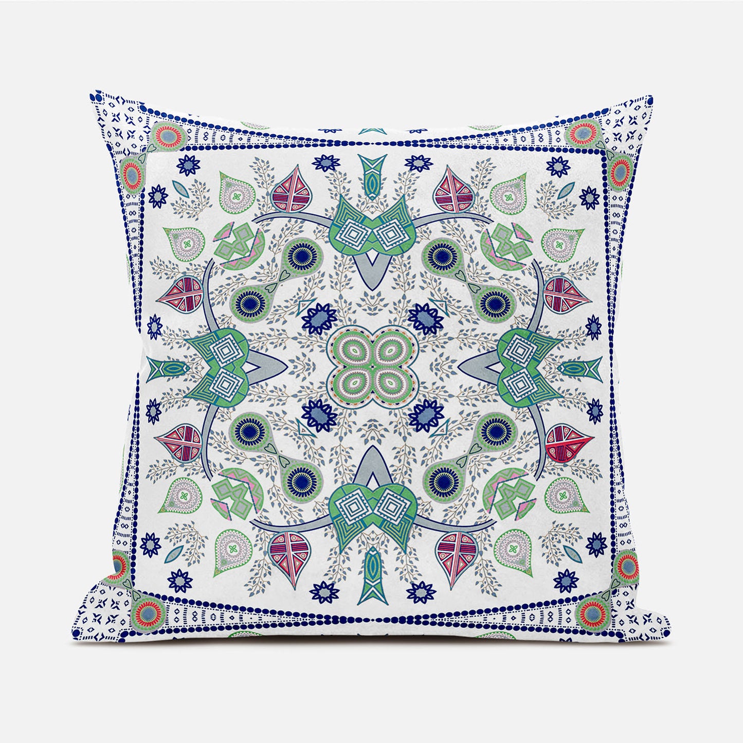 18" X 18" Blue and White Broadcloth Paisley Zippered Pillow