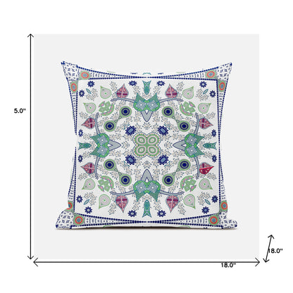 18" X 18" Blue and White Broadcloth Paisley Zippered Pillow