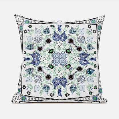 16" X 16" Gray and White Broadcloth Paisley Zippered Pillow