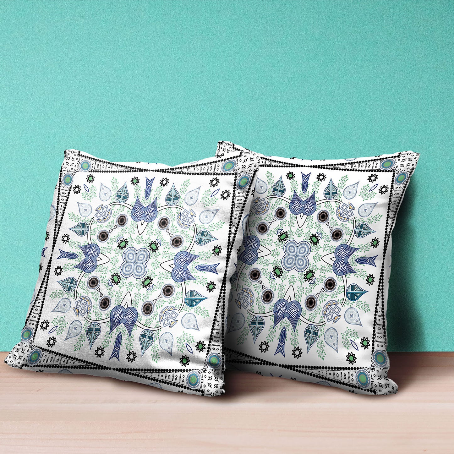 16" X 16" Gray and White Broadcloth Paisley Zippered Pillow