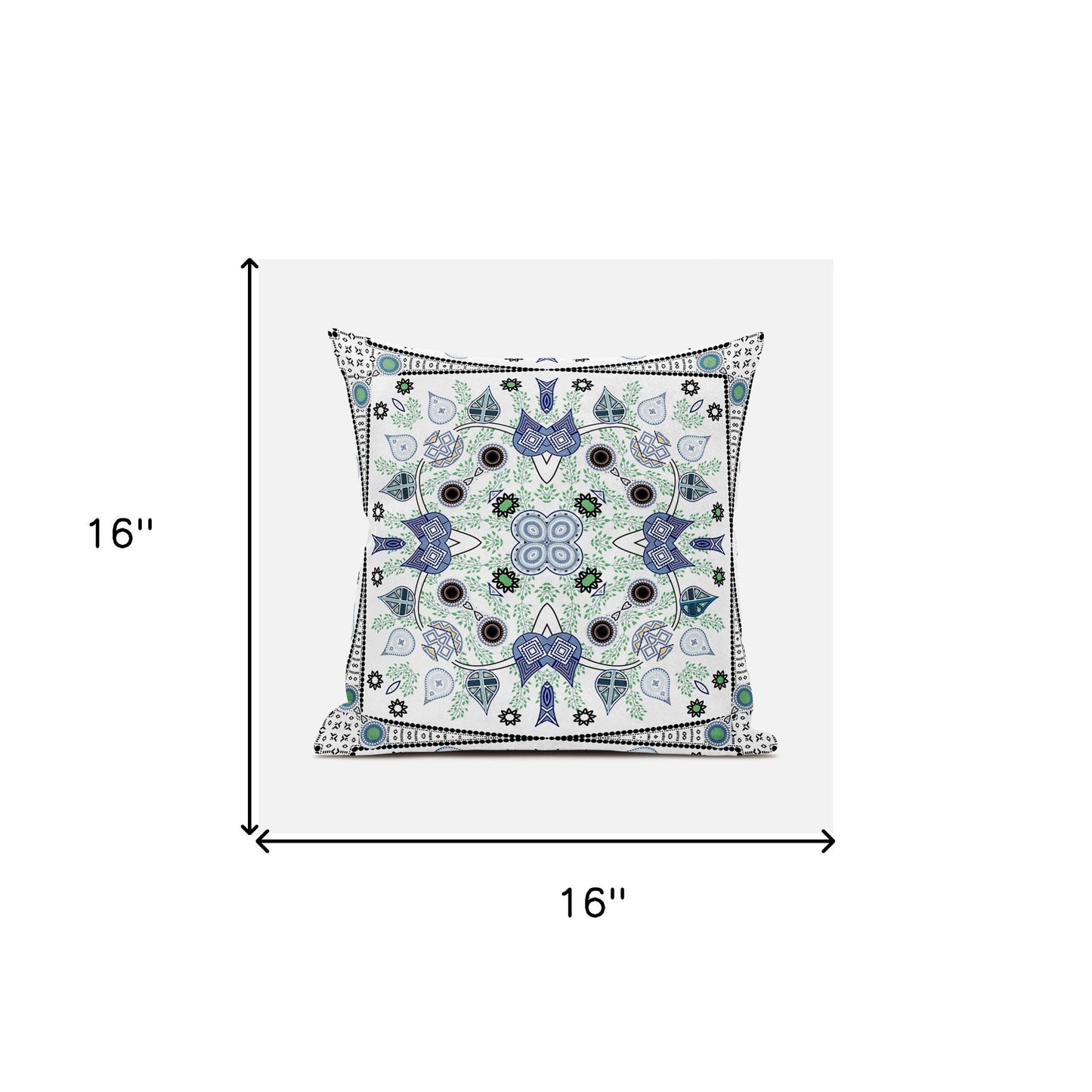 16" X 16" Gray and White Broadcloth Paisley Zippered Pillow