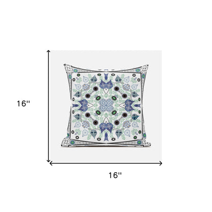 16" X 16" Gray and White Broadcloth Paisley Zippered Pillow