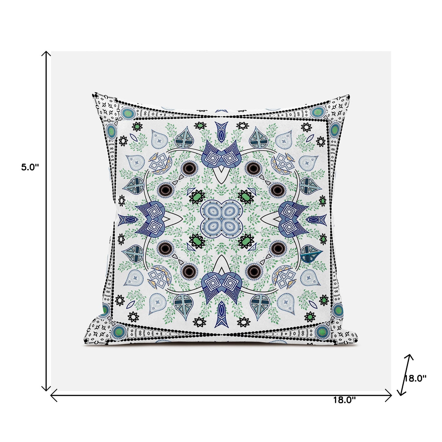 18" X 18" Gray and White Broadcloth Paisley Zippered Pillow