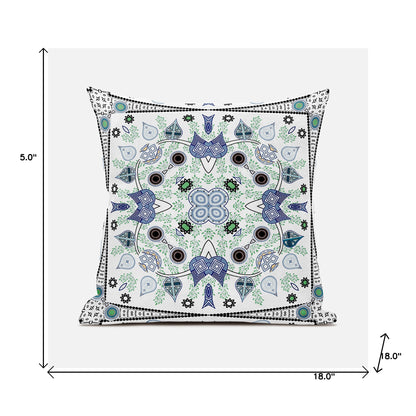 18" X 18" Gray and White Broadcloth Paisley Zippered Pillow