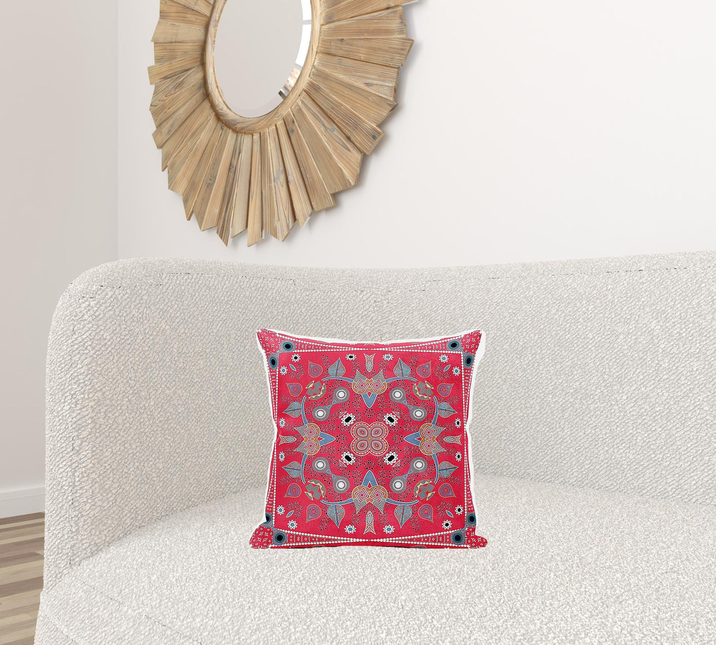 16" X 16" Red White and Blue Broadcloth Paisley Zippered Pillow