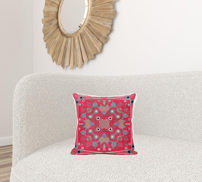 16" X 16" Red White and Blue Broadcloth Paisley Zippered Pillow