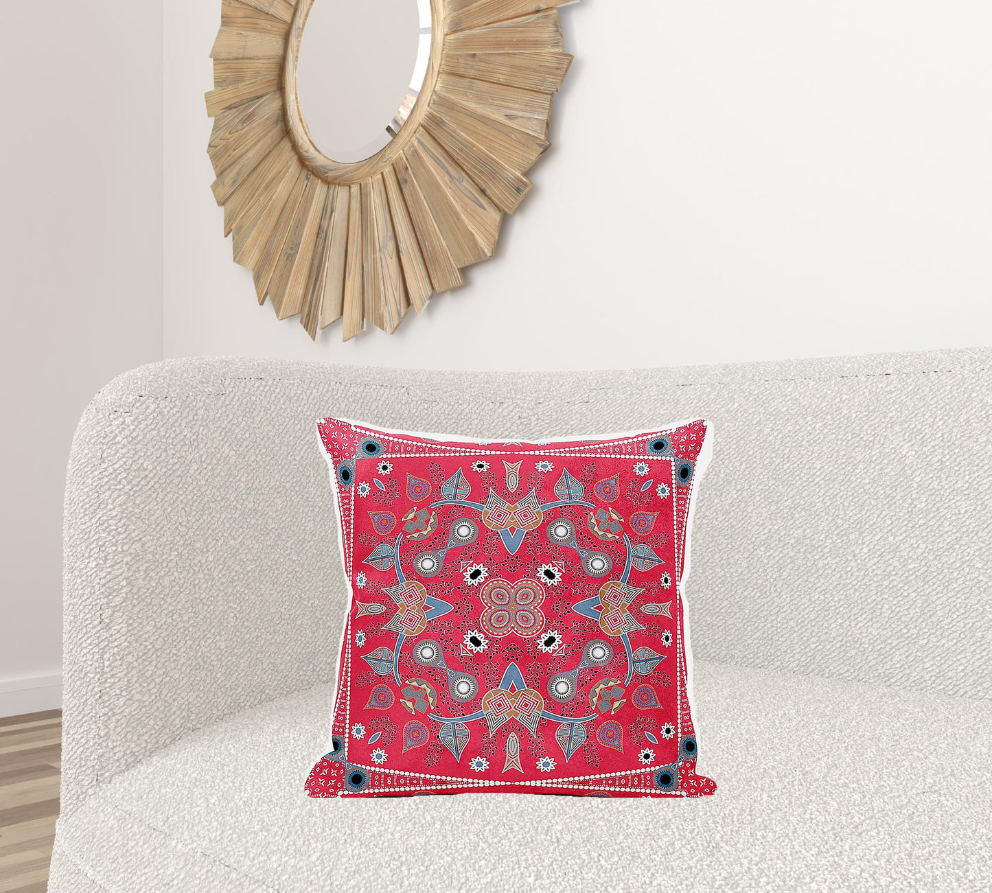 20" X 20" Red White and Blue Broadcloth Paisley Zippered Pillow