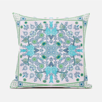 18" X 18" Blue and White Broadcloth Paisley Zippered Pillow