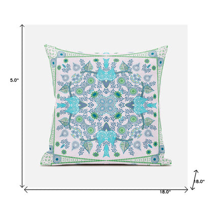 18" X 18" Blue and White Broadcloth Paisley Zippered Pillow