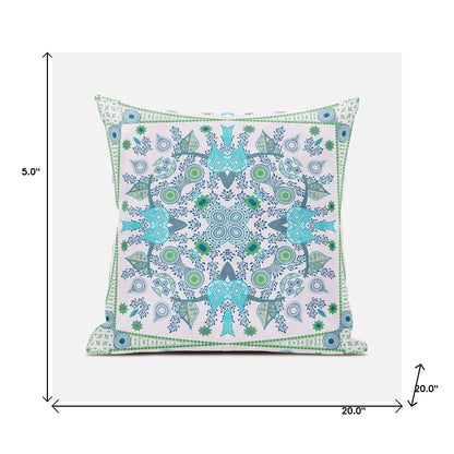 20" X 20" Blue and White Broadcloth Paisley Zippered Pillow