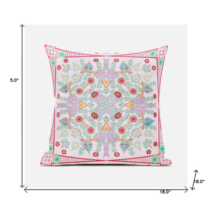 18" X 18" Red and White Broadcloth Paisley Zippered Pillow