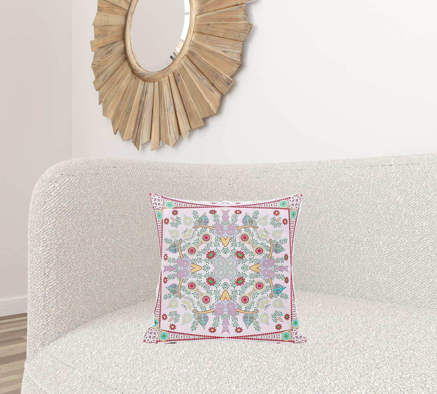 18" X 18" Red and White Broadcloth Paisley Zippered Pillow