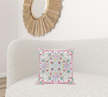18" X 18" Red and White Broadcloth Paisley Zippered Pillow