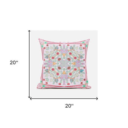 20" X 20" Red and White Broadcloth Paisley Zippered Pillow