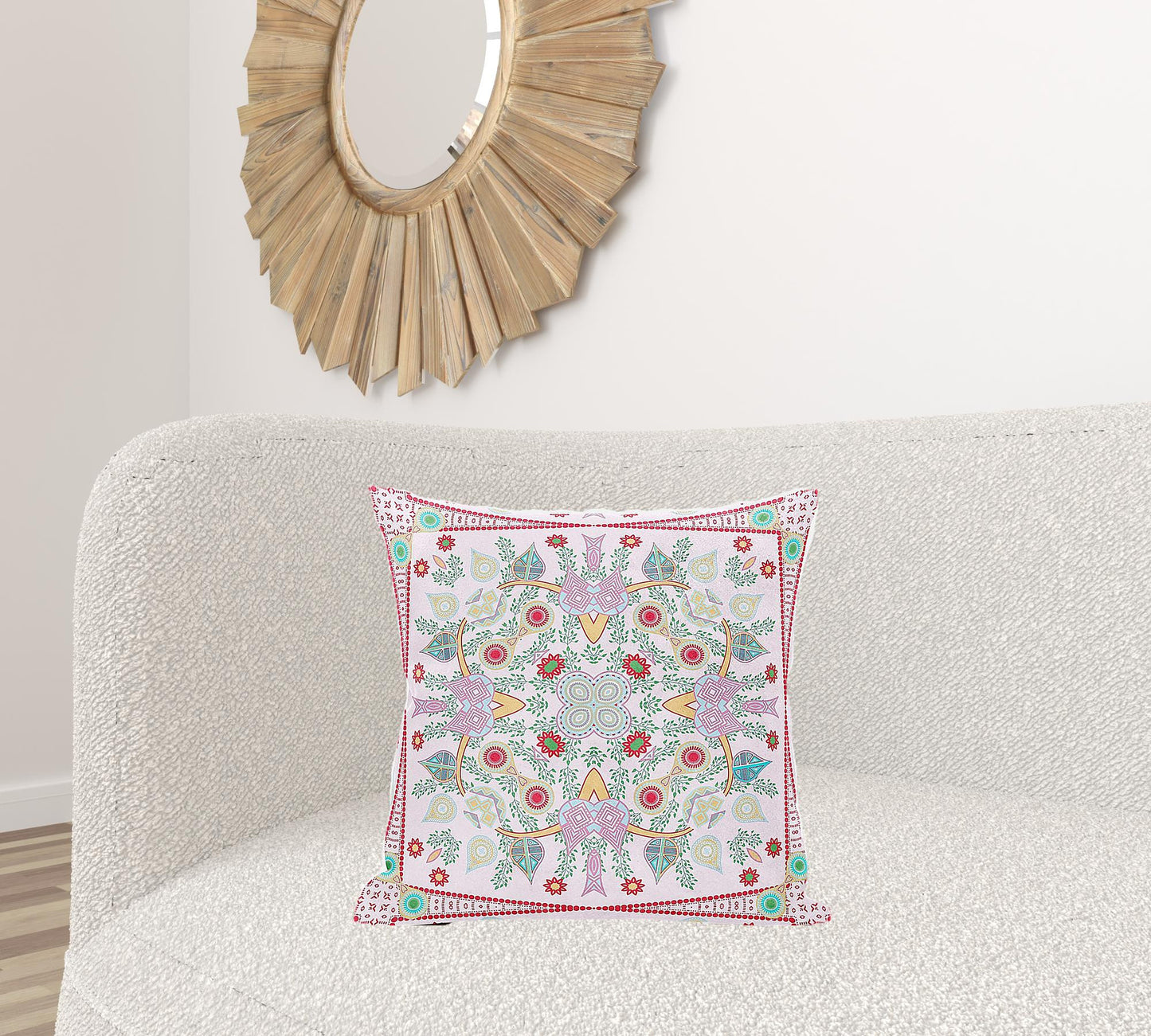 20" X 20" Red and White Broadcloth Paisley Zippered Pillow