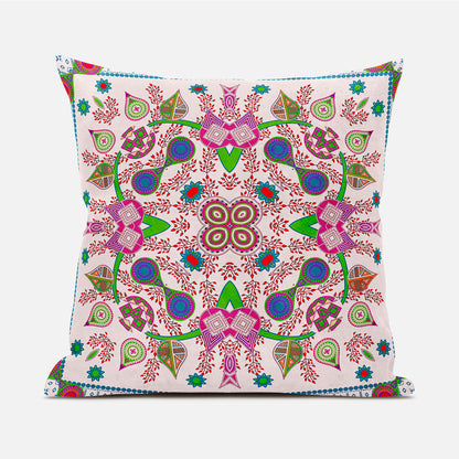 20" X 20" Pink and Purple Broadcloth Paisley Zippered Pillow