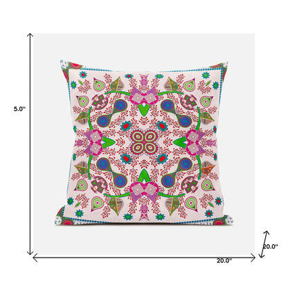 20" X 20" Pink and Purple Broadcloth Paisley Zippered Pillow