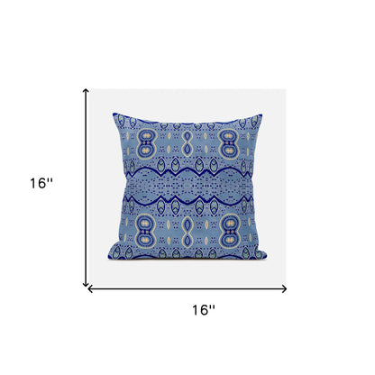 16" X 16" Blue and Yellow Broadcloth Paisley Zippered Pillow