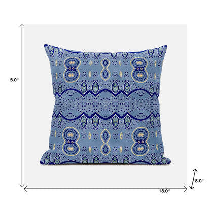 18" X 18" Navy Blue Broadcloth Paisley Zippered Pillow