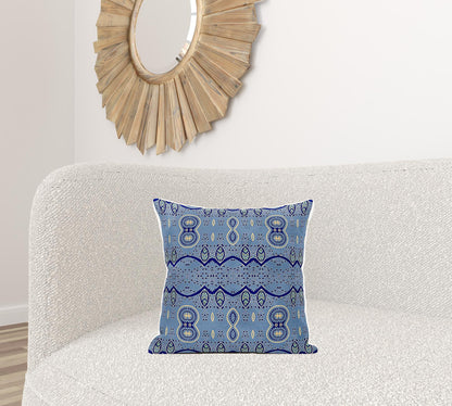 18" X 18" Navy Blue Broadcloth Paisley Zippered Pillow