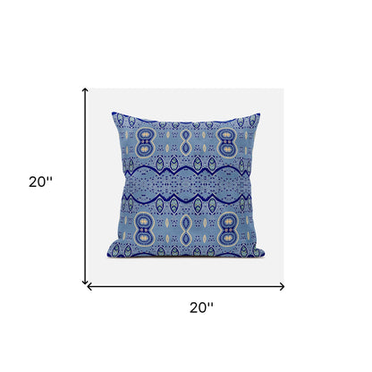 20" X 20" Blue and Yellow Broadcloth Paisley Zippered Pillow