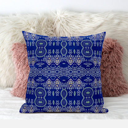 18" X 18" Blue and Yellow Broadcloth Paisley Zippered Pillow
