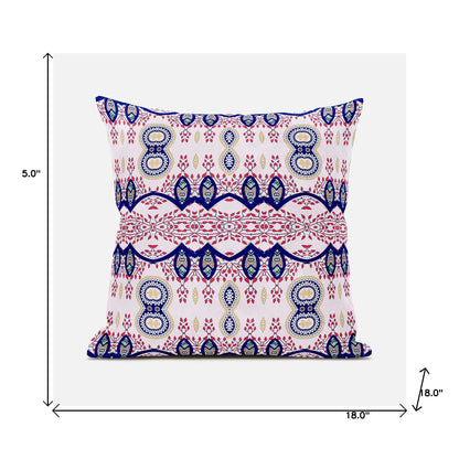 18" X 18" Red White and Blue Broadcloth Paisley Zippered Pillow