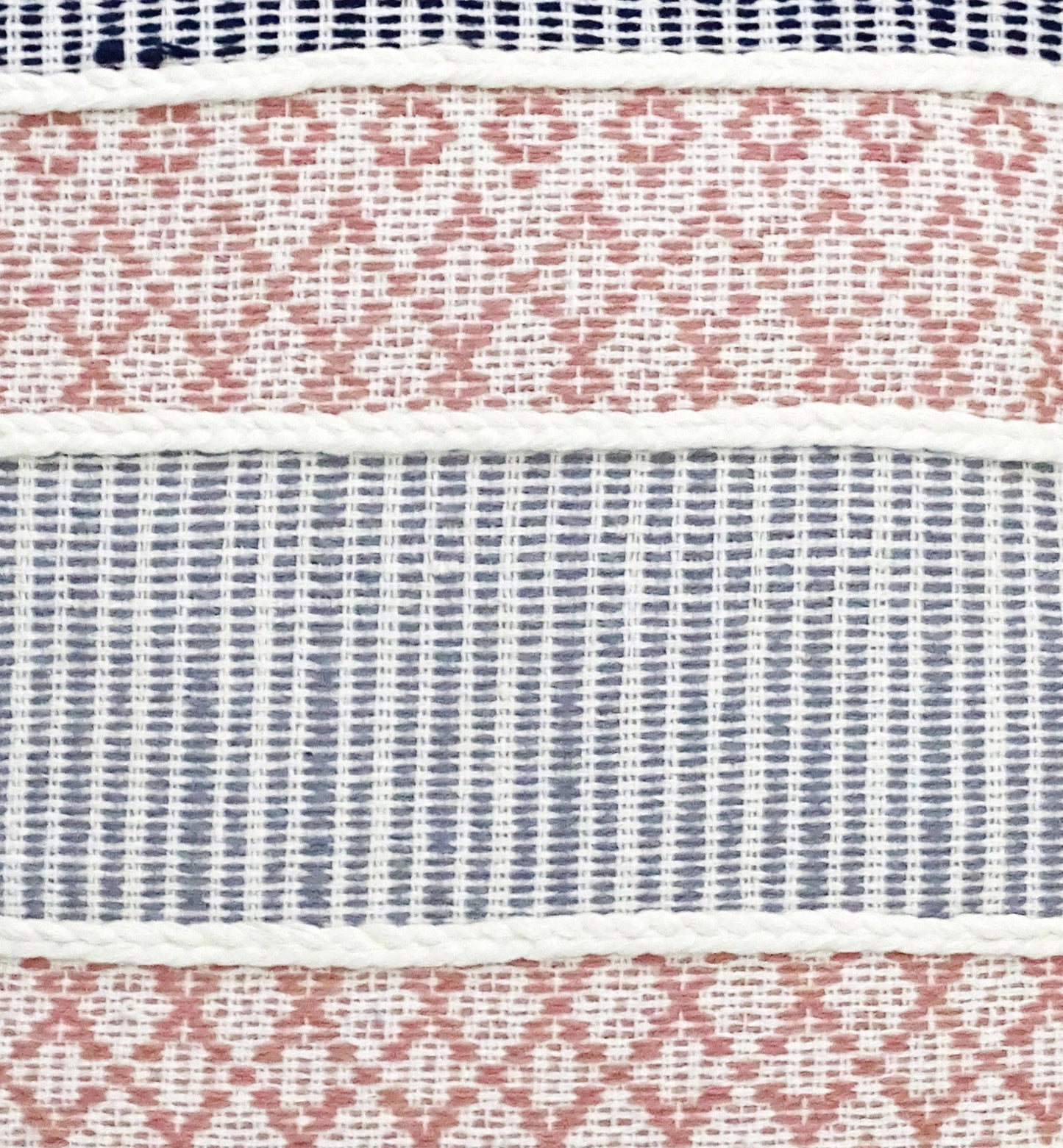 22" X 22" Blue And Peach Trellis Zippered Cotton Blend Throw Pillow With Embroidery