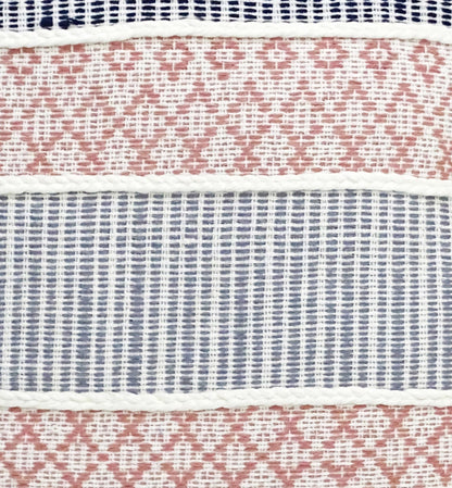 22" X 22" Blue And Peach Trellis Zippered Cotton Blend Throw Pillow With Embroidery
