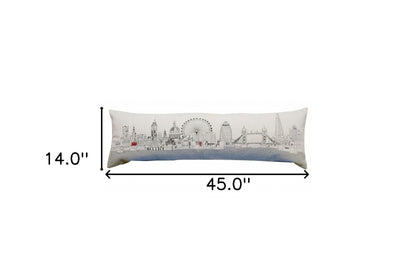 14" X 46" Cream Wool Zippered Pillow