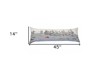 14" X 46" Cream Wool Zippered Pillow