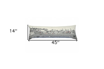 14" X 46" Cream Wool Zippered Pillow
