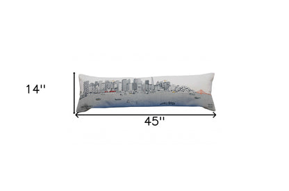14" X 46" Cream Wool Zippered Pillow