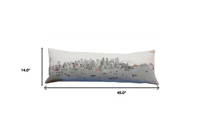 14" X 46" Cream Wool Zippered Pillow