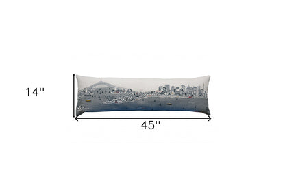 14" X 46" Cream Wool Zippered Pillow