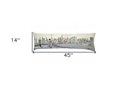14" X 46" Cream Wool Zippered Pillow